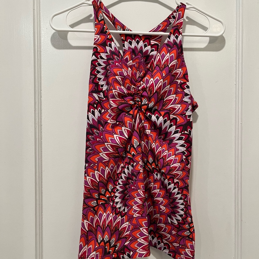 Prana Multi-color Floral Sports Top with Shelf Bra Size Medium